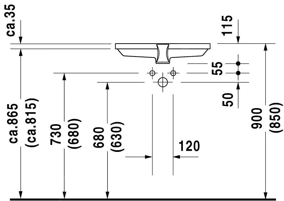 Duravit 2nd Floor - Wastafel Met Overloop, 525x350 Mm, WonderGliss, Wit 03165300001 - Afbeelding 3