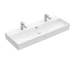 Villeroy & Boch Memento 2.0 - Dubbele Meubelwastafel 1200x470 Mm, Met Overloop, 2 Kraangaten, CeramicPlus, Alpine Wit 4A22CKR1
