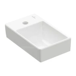 Villeroy & Boch Avento - Fontein 360x220 Mm, Zonder Overloop, Met Kraangat Links, CeramicPlus, Stone White 43003RRW