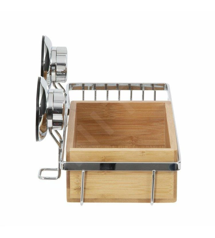 Compactor Bestlock - Plank Met Zeepschaal En Zuignap 273x150x135 Mm, Bamboe/chroom RAN5808 - Afbeelding 3