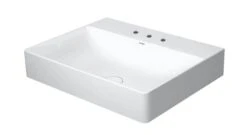 Duravit DuraSquare - Wastafel 600x470 Mm, Met 3 Kraangaten, DuraCeram, Met WonderGliss, Alpine Wit 23536000441