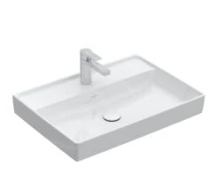 Villeroy & Boch Collaro - Wastafel 650x470 Mm, Zonder Overloop, Kraangat, CeramicPlus, Stone White 4A3366R1