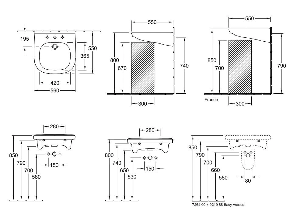 Villeroy & Boch ViCare - Vita Wastafel 560x550 Mm, Zonder Overloop, 1 Kraangat, Alpine Wit 41195601 - Afbeelding 2