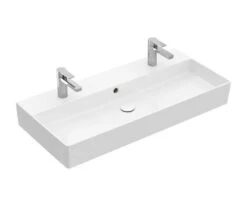 Villeroy & Boch Memento 2.0 - Dubbele Meubelwastafel 1000x470 Mm, Met Overloop, 2 Kraangaten, Alpine Wit 4A221L01