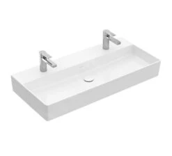 Villeroy & Boch Memento 2.0 - Dubbele Wastafel 1000x470 Mm, Zonder Overloop, 2 Kraangaten, CeramicPlus, Alpine Wit 4A22A1R1