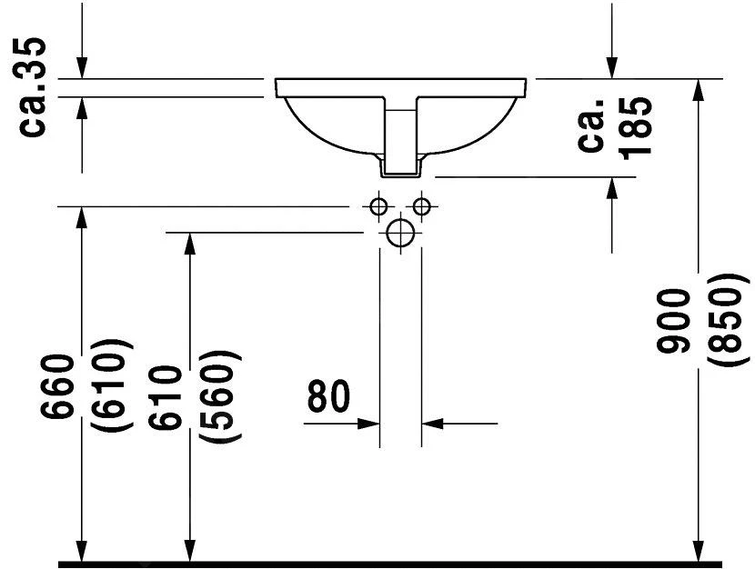 Duravit Starck 3 - Inbouw Wastafel 430x430 Mm, Zonder Kraangat, Wit 0305430000 - Afbeelding 3
