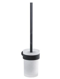 Sapho Gedy Badkameraccessoires - Toiletborstel Met Houder, Mat Zwart/ Satin Glas PI330314
