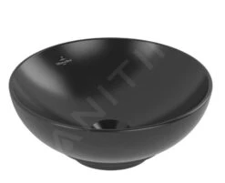 Villeroy & Boch Loop&Friends - Opzetwastafel, Diameter 380 Mm, Met Overloop, CeramicPlus, Ebony 4A4500S5