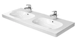 Duravit D-Code - Dubbele Inbouw Wastafel 1200x490 Mm, Met Overloop, Met Kraangat, Wit 03481200002