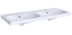 Geberit Acanto - 2-gats Dubbele Wastafel Met Overloop, 1200x482 Mm, KeraTect, Wit 500.627.01.8