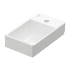Villeroy & Boch Avento - Fontein 360x220 Mm, Zonder Overloop, Met Kraangat Rechts, CeramicPlus, Stone White 43003LRW