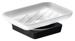 Sapho Zen - Zeepschaal Met Houder, Melkglas/zwart 166459