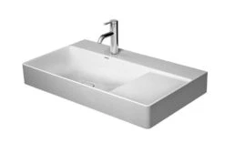 Duravit DuraSquare - Wastafel 800x470 Mm, Met 1 Kraangat Links, DuraCeram, Met WonderGliss, Alpine Wit 23488000411