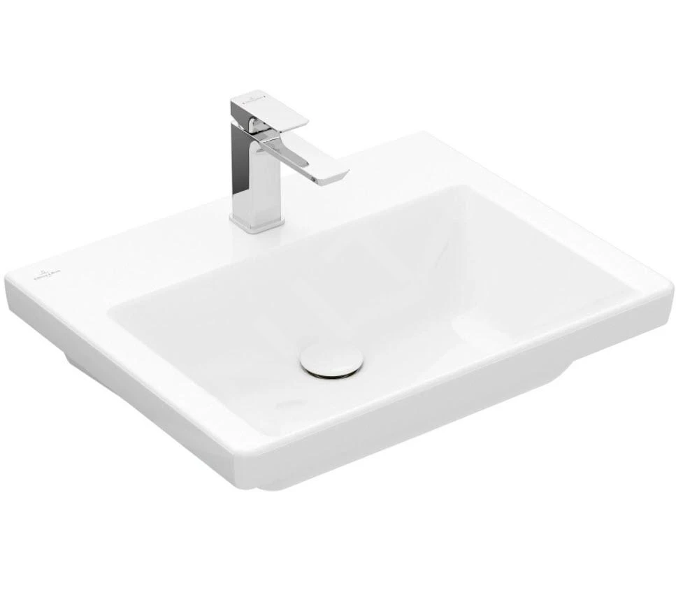 Villeroy & Boch Subway 3.0 - Meubelwastafel 600x470 Mm, Zonder Overloop, Met Kraangat, CeramicPlus, Stone White 4A706LRW
