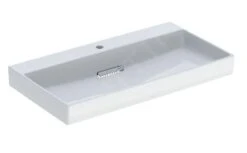 Geberit ONE - Wastafel 900x480x142 Mm, Verborgen Overloop, Met Kraangat, Horizontale Afvoer, KeraTect, Wit 505.038.00.1