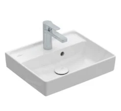 Villeroy & Boch Collaro - Fontein 450x370 Mm, Met Overloop, 1 Kraangat, CeramicPlus, Stone White 433445RW
