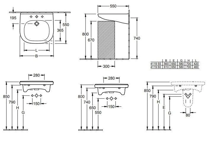 Villeroy & Boch ViCare - Vita Wastafel 610x550 Mm, Met Overloop, 1 Kraangat, AntiBac, CeramicPlus, Alpine Wit 411960T2 - Afbeelding 2