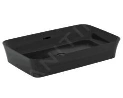 Ideal Standard Ipalyss - Opbouw Wastafel, 650x400 Mm, Met Overloop, Glanzend Zwart E1887V2