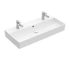Villeroy & Boch Memento 2.0 - Dubbele Wastafel 1000x470 Mm, Met Overloop, 2 Kraangaten, CeramicPlus, Alpine Wit 4A22A4R1