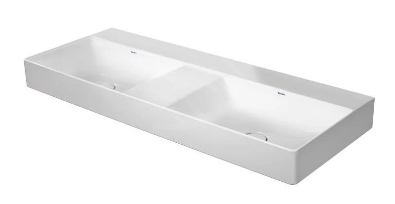 Duravit DuraSquare - Dubbele Wastafel 1200x470 Mm, Zonder Overloop, Zonder Kraangat, DuraCeram, Wit 2353120070