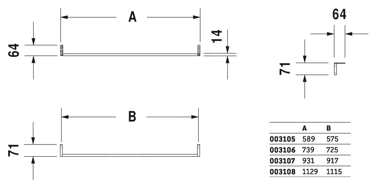 Duravit DuraStyle - Handdoekhouder Voor DuraStyle Wastafels 232080, 232580, 232680, Chroom 0031061000 - Afbeelding 2