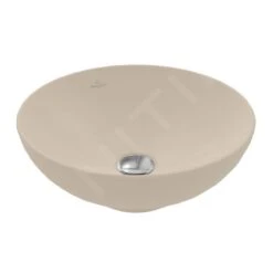 Villeroy & Boch Loop&Friends - Opzetwastafel, Diameter 380 Mm, Zonder Overloop, CeramicPlus, Almond 4A4501AM