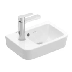 Villeroy & Boch O.novo - Fontein Compact 360x250 Mm, Met Overloop, 1 Kraangat Links, CeramicPlus, Alpine Wit 434236R1