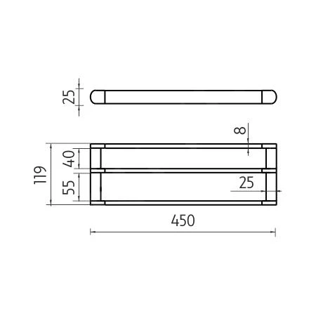 Nimco Nava - Handdoekrek,lengte 450mm, Mat Zwart/chroom NA 28046D - Afbeelding 2