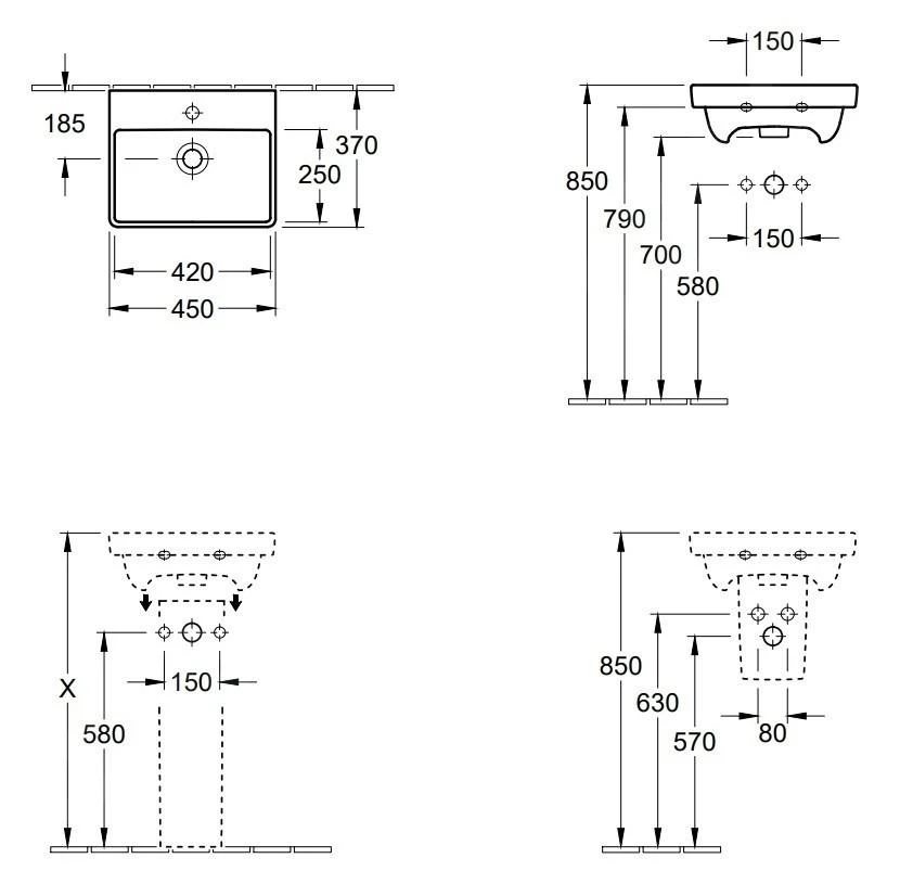 Villeroy & Boch Avento - Fontein 450x370 Mm, Met Overloop, 1 Kraangat, CeramicPlus, Alpine Wit 735845R1 - Afbeelding 2