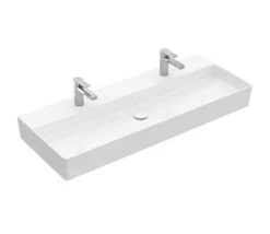 Villeroy & Boch Memento 2.0 - Dubbele Meubelwastafel 1200x470 Mm, Zonder Overloop, 2 Kraangaten, CeramicPlus, Alpine Wit 4A22CGR1