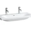 Laufen Lua - Dubbele Meubelwastafel 100x46 Cm, Met Overloop, 2 Kraangaten, LCC, Wit H8160894001071