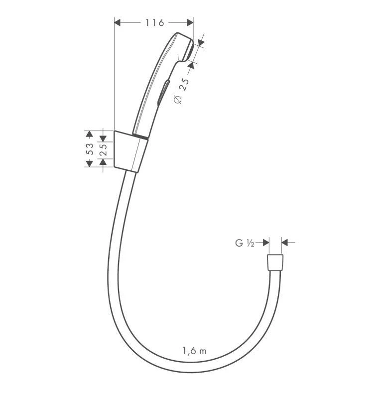 Hansgrohe Bidette - Bidet Handdouche Met Houder En Slang, Chroom 32128000 - Afbeelding 2