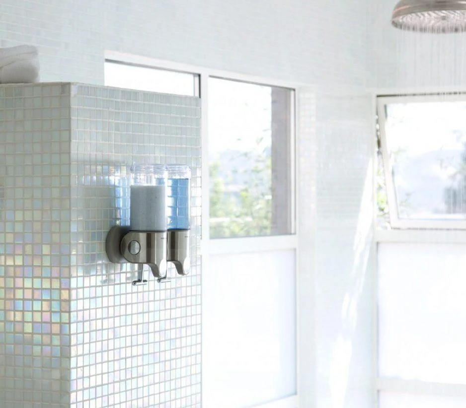 Simplehuman Badkamer Accessoires - Zeep- En Shampoo Dispenser Met Houder, 2x 444 Ml, Gebrosteld Rvs BT1028 - Afbeelding 6