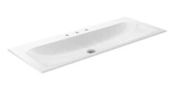 Keuco Plan - Wastafel 1208x494 Mm, Verborgen Overloop, 3 Kraangaten, CleanPlus, Wit 32980311203