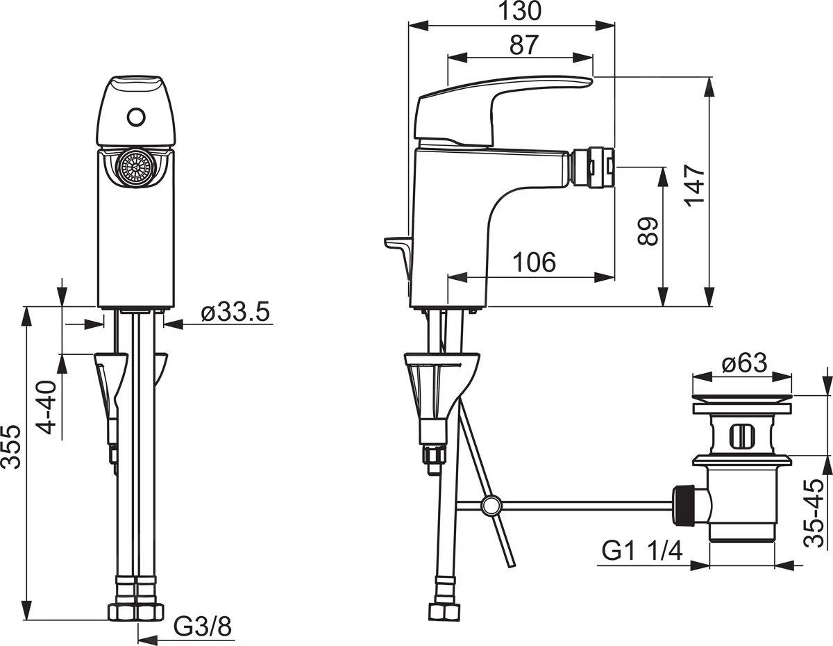 Hansa Pinto - Eengreeps Bidetkraan, Chroom 45073283 - Afbeelding 2