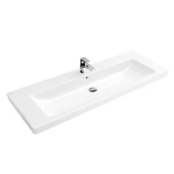 Villeroy & Boch Subway 2.0 - Meubelwastafel 1300x470 Mm, Met Overloop, Met Kraangaten, Ceramicplus, Wit 7176D0R1