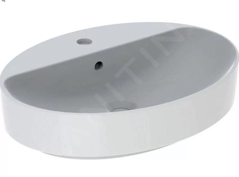 Geberit VariForm - Opzetwastafel 600x450 Mm, Met Overloop, Met Kraangat, Wit 500.772.01.2