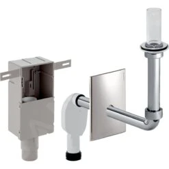 Geberit Toebehoren - Inbouwsifon Voor Wasbak, Met Inbouwdoos, Afbouwset, Zeefventiel En Standpijp, Afvoer Horizontaal, Glanzend Chroom 151.122.21.1