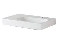 Geberit Citterio - Wastafel 750x500 Mm, Kraangat Rechts, Zonder Overloop, Met Bijzetplank Links, KeraTect, Wit 500.546.01.1