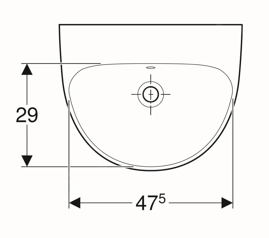 Geberit Selnova - Wastafel 550x440 Mm, Zonder Kraangat, Met Overloop, Wit 500.304.01.1 - Afbeelding 4