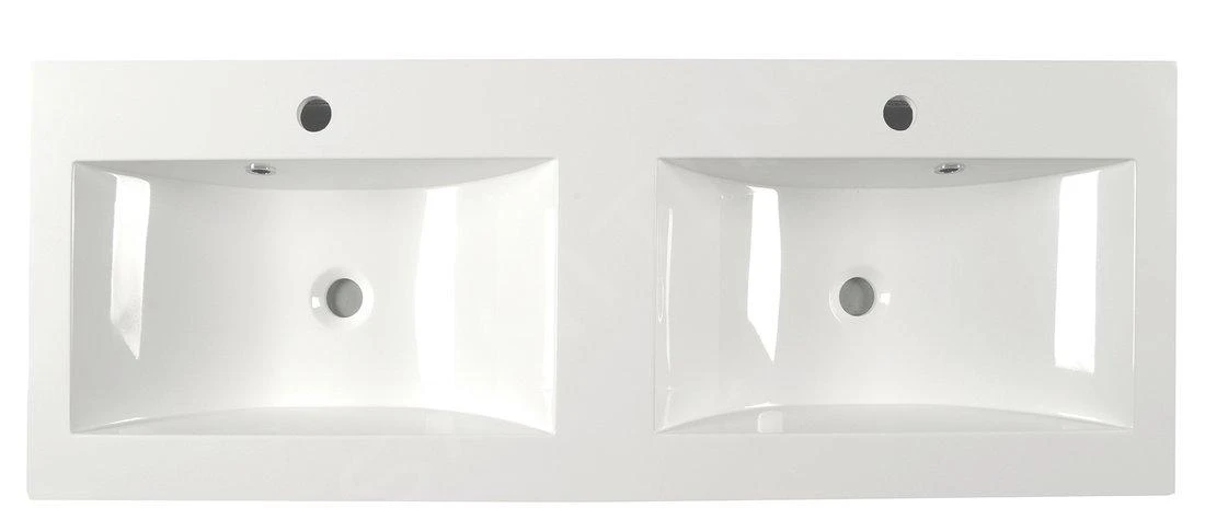 Sapho Yukon - Dubbele Opbouw Wastafel 1200x450 Mm, 2 Kraangaten, Wit YU120 - Afbeelding 3