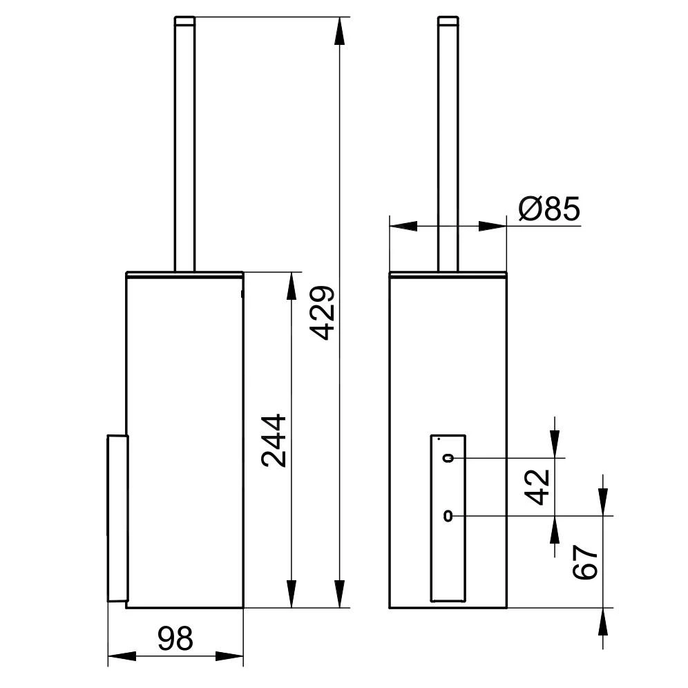 Keuco Edition 400 - WC-borstel Met Houder, Mat Glas/chroom 11564019000 - Afbeelding 2