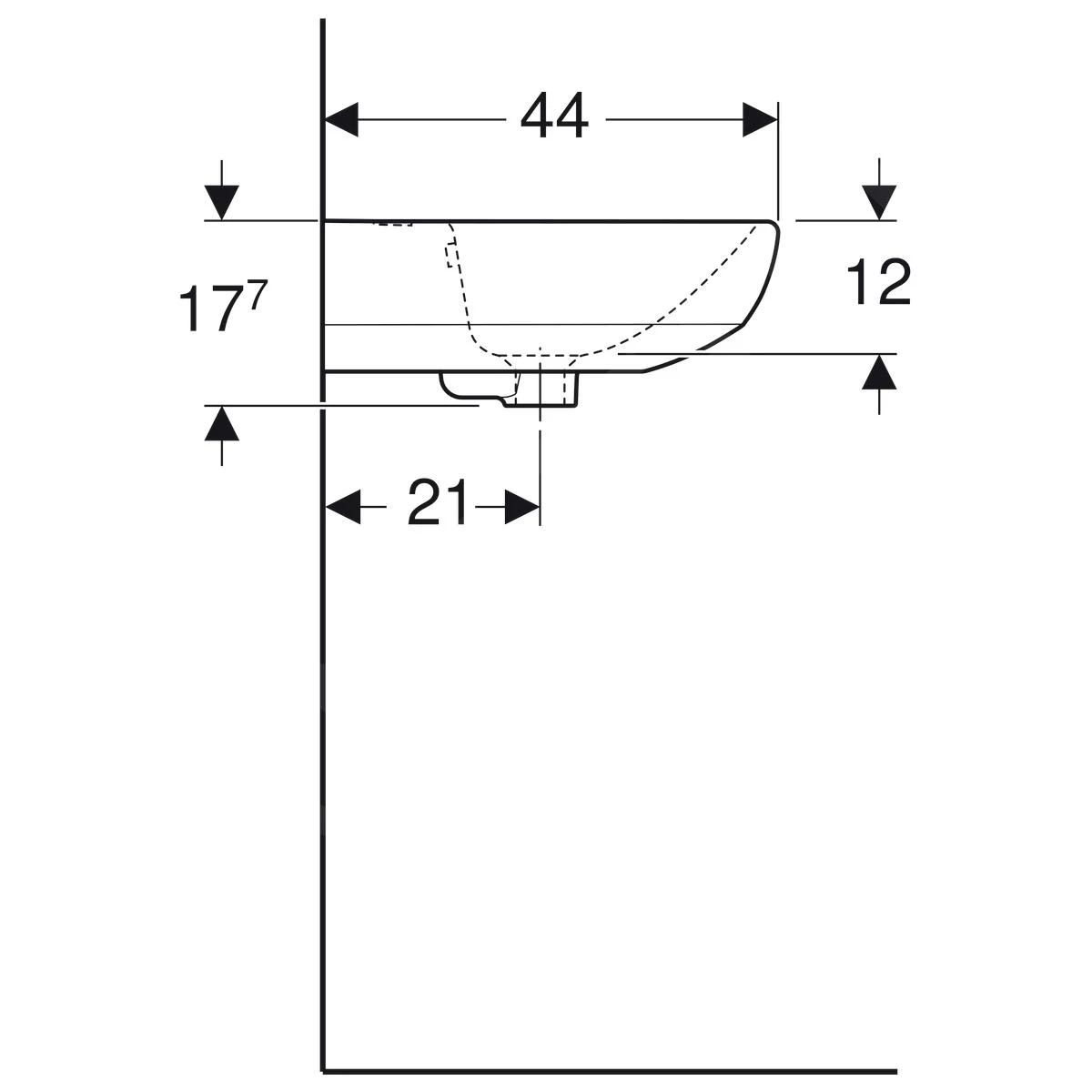 Geberit Selnova - Wastafel 550x440 Mm, Zonder Kraangat, Met Overloop, Wit 500.304.01.1 - Afbeelding 3