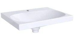 Geberit Acanto - Wastafel 600x482 Mm, Met Kraangat En Verborgen Overloop, KeraTect, Wit 500.629.01.8