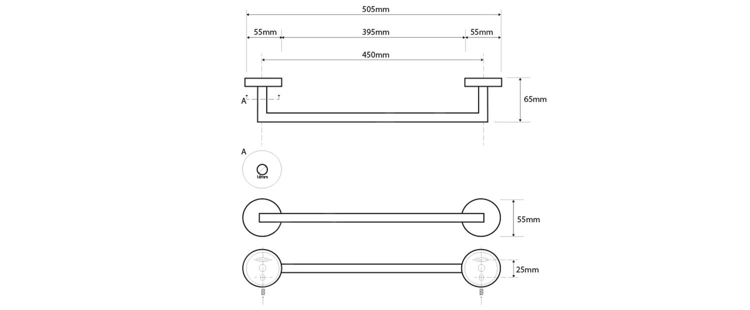 Sapho X-STEEL - Handdoekhouder, Lengte 505 Mm, Rvs XS401 - Afbeelding 2