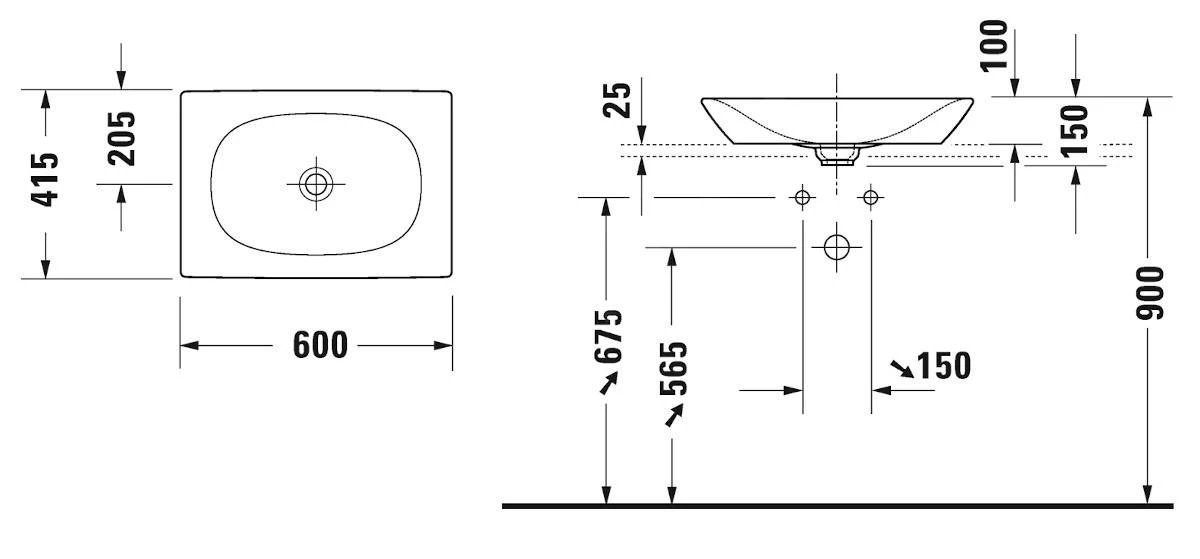 Duravit Viu - Opzetwastafel 600x415 Mm, Alpine Wit 2358600000 - Afbeelding 2