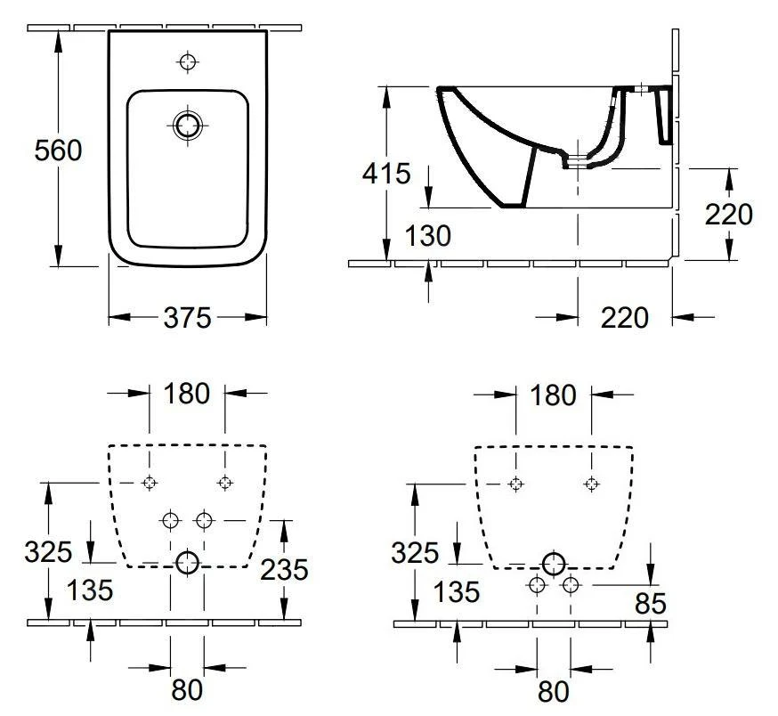 Villeroy & Boch Venticello - Wandbidet, Met 1 Kraangat, CeramicPlus, Alpine Wit 441100R1 - Afbeelding 2