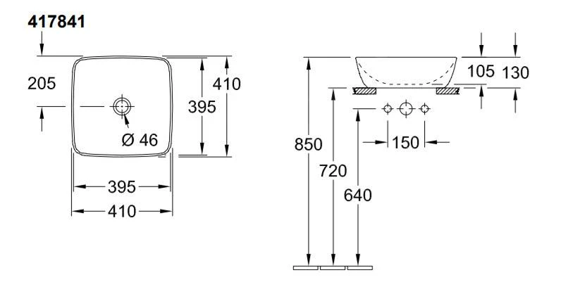 Villeroy & Boch Artis - Waskom Op Blad, 410x410 Mm, Alpine Wit 41784101 - Afbeelding 2
