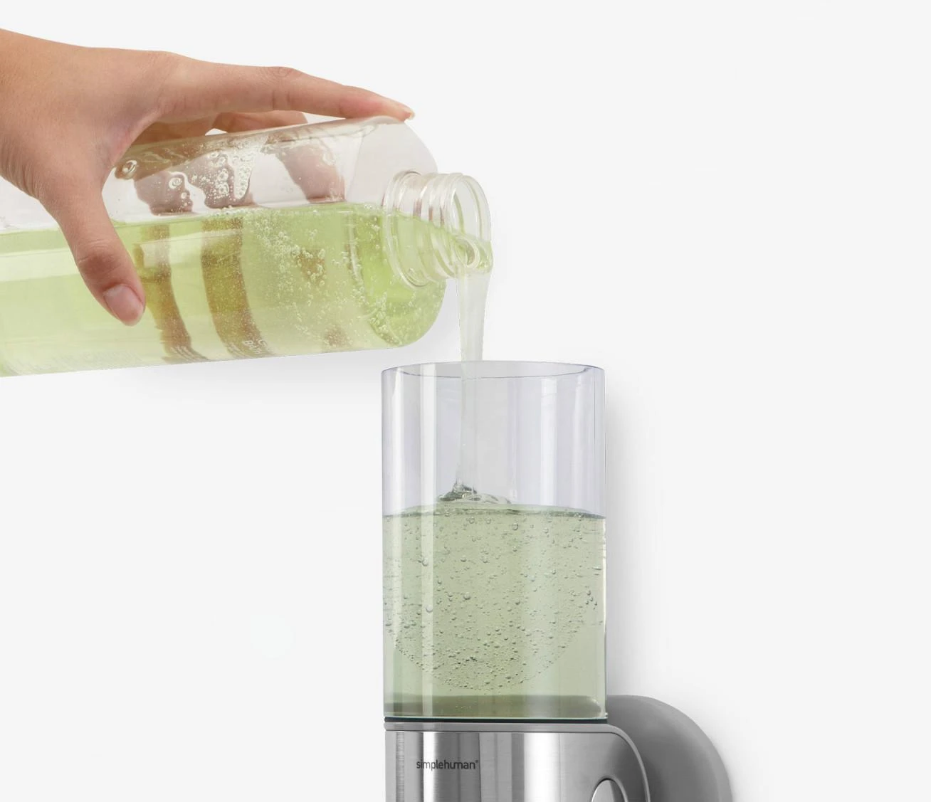 Simplehuman Badkamer Accessoires - Zeep- En Shampoo Dispenser Met Houder, 2x 444 Ml, Gebrosteld Rvs BT1028 - Afbeelding 4