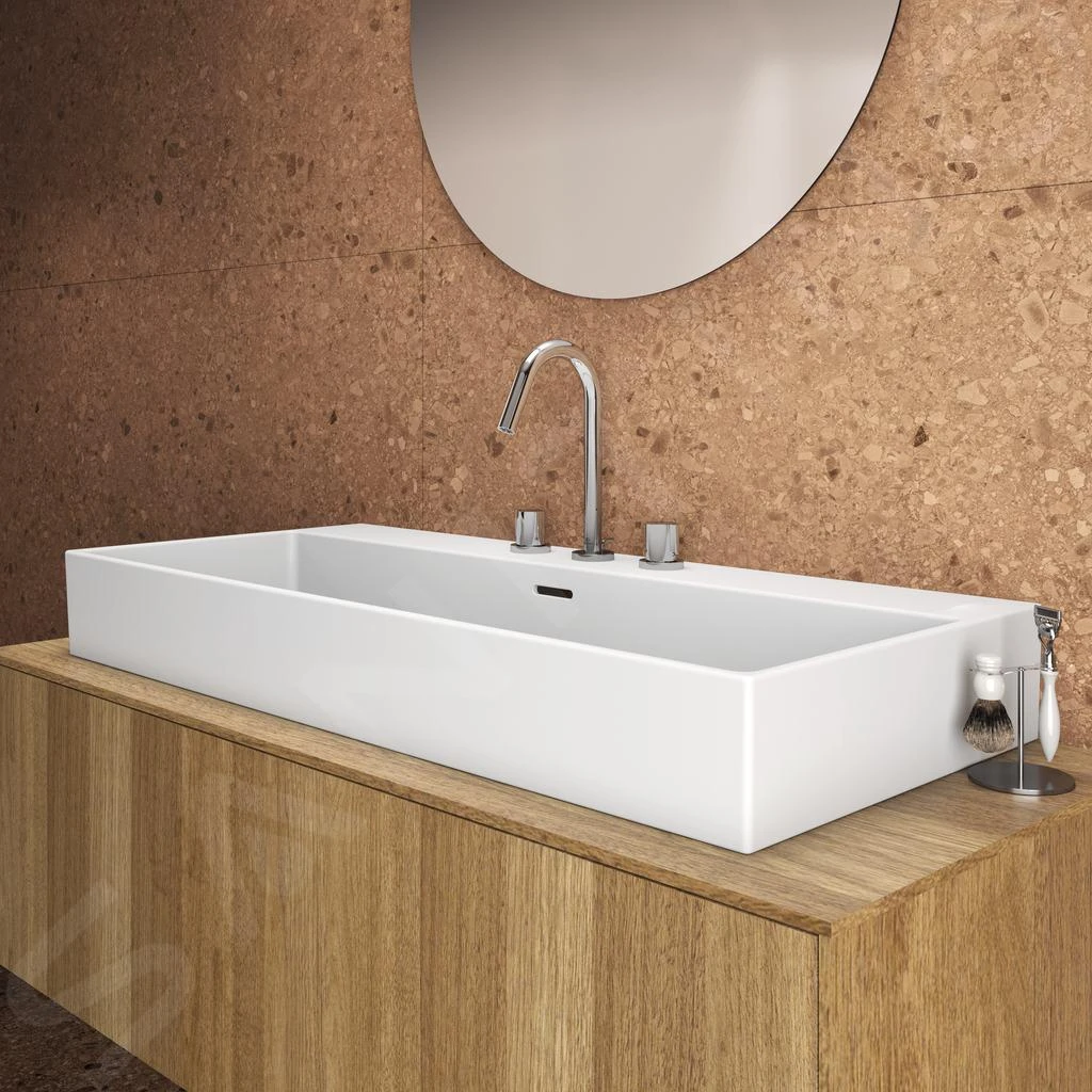 Ideal Standard Extra - Opbouw Wastafel 1000x450 Mm, Met Overloop, Met 3 Kraangaten, Wit T390701 - Afbeelding 4